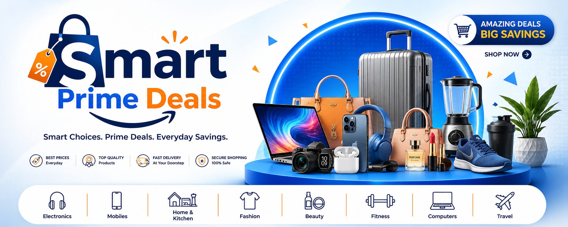 Smart Prime Deals shopping categories and savings banner